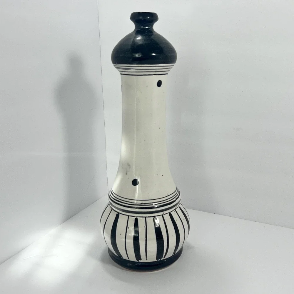 Vietri Bud Base with Blue And White Pattern- Made in Italy